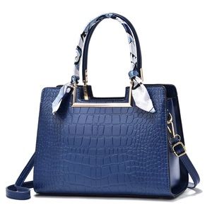 Women Top Handle Satchel Handbag Crocodile Pattern Leather